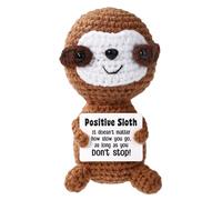 TOYMIS Positive Sloth, Cute Animal Crochet with Positive Messages Knitted Potato Emotional Doll Support Sloth for Motivational Gift Home Office Car Dashboard Decoration(Brown)