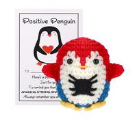 TOYMIS Positive Spider Penguin, Knitted Crochet Doll with Inspirational Card Cute Support Penguin for Halloween Birthdays Graduation Encouragement for Friends & Family