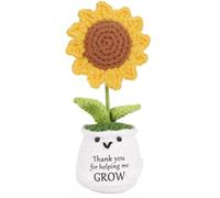 TOYMIS Positive Sunflower Crochet Handmade Emotional Plush Support Plant Doll Knitted Sunflower Pot Thank You For Helping Me Grow Gift Decoration for Teachers Family Friends