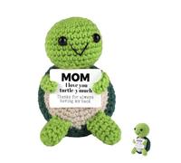 TOYMIS Positive Turtle Crochet, I love MOM Turtle-y Much Emotional Doll Support Motivational Inspirational Crocheted Knitted Animal with Keychain Hook for Uplifting Mother Festive Gift
