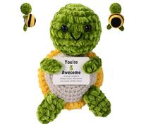 TOYMIS Positive Turtle, Small Handmade Crochet Turtle Bee Emotional Cheer Support Knitted Doll Plush Animals Stuff Inspirational Birthday Graduation Gifts for Women Men Friends Cute Desk Decor