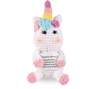 TOYMIS Positive Unicorn Knitted Wool Doll & Crochet Teddy Bear Emotional Gift Party Decoration