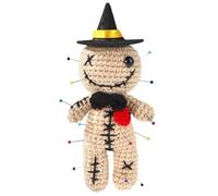 TOYMIS Positive Wizard Voodoo Doll, Funny Crochet Voodoo Doll with Pins Khaki Knitted Positive Kitchen Witch Worry Creepy Dammit Toy Witchcraft Ornaments Halloween Decor for Office Home