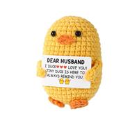TOYMIS Support Duck Crochet, Emotional Doll Support Positive Animal Kawaii Mini Knitted Duck for Motivational Gift Home Office Decor Funny Husband Gift