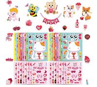 TOYMIS Valentine Stickers for Kids, 32 Sheets, DIY Crafts, Valentine's Day Party Game, Unisex, Age 3+