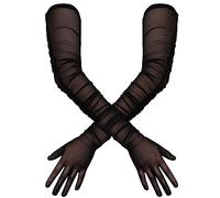 TOYMIS Women's Super Long Opera Gloves - 1920s Sexy Sheer Elegant Mesh Tulle for Costume Party, Halloween, Evening Dance (Black)