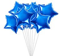 TOYMYTOY Blue Star Foil Balloons | 10pcs 18 Inch Five-Point Mylar Birthday Party Balloons