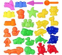 TOYMYTOY Kids Beach Toys Sand Play Toys Sand Models Set - Safari Animals, Sea Creatures, Mini Castles, Tools Kit - Summer Outdoor Fun