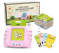 TOYNEST Smart Early Education Flash Cards Talking Device Toy Learning Words Shapes Animals Nature Colours, insert Card Machine Pre School Montessori 3 4 5 6 Years Old Toddlers Kids Children (Pink)