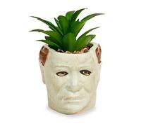 Toynk Halloween Michael Myers 3-Inch Ceramic Mini Planter with Artificial Succulent | Small Flower Pot, Faux Indoor Plant