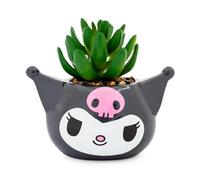 Toynk Sanrio Kuromi Smiling Head 3-Inch Ceramic Mini Planter With Artificial Succulent