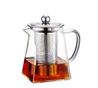 TOYO HOFU Squre Glass Teapot with Removable Infuser,Small Loose Leaf Teapot for one or Two,Heat-Resistant,Stovetop Safe, 600ml /21 fl oz