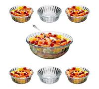 Toyo Nasic Glass Trifle Bowls Footed Large 7 Piece Set Dessert Mini Trifle Fruit Salad Stem Dishes Cut Glass Serving Bowls Deep Sundae Pudding Ice Cream Prawn Cocktail Salad Bowls