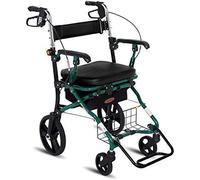 TOYOCC Walking Frame Old Man Shopping Cart, Trolley Can Be Folded Four-Wheeled Portable Seated Walker Aids