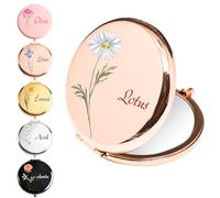 toyofmine Personalised Compact Mirror for Women, Pocket Mirror, 1X/2X Magnifying Travel Makeup Mirror for Purse, Small Cosmetic Mirror Gift for Bridesmaids, Friends, Birthday, Wedding