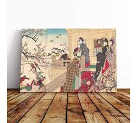 Toyohara Chikanobu Japanese Oriental Plum Blossoms Canvas Print | Gallery Wrapped 30mm Frame Wall Art | 30x20 inches | Ready to Hang | Asian Picture | Living Room Bedroom Lounge Office