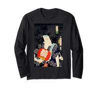 Toyohara Kunichika Actor with Fan Ukiyo-e Portrait Art Long Sleeve T-Shirt