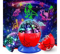Toyokid Dinosaur & Starry Sky Night Light Projector, Spider Toys for Boys Age 1-10, USB Charging, 360° Rotation, Autism-friendly, Plastic Material, Black