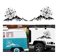 TOYOREY 2PCS Compass graphics car sticker DIY decorated window doors on both sides of the vinyl hood，For caravan truck accessories