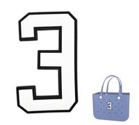 TOYORK Bag Charms for Bogg Bag,Decorative Bog bag Accessories Insert Number Charm for Original Bog Rubber Beach Tote White Number 3