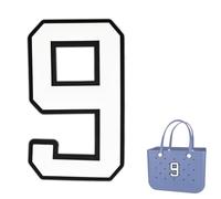 TOYORK Bag Charms for Bogg Bag,Decorative Bog bag Accessories Insert Number Charm for Original Bog Rubber Beach Tote White Number 9