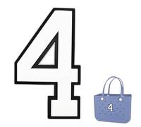TOYORK Bag Charms for Bogg Bag,Decorative Bog bag Accessories Insert Number Charm for Original Bog Rubber Beach Tote White Number 4