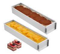Toyosport 2 Pcs Tiramisu Pan, 16.4 in Long Rectangle Cake Pan Set, Anodized Aluminum Alloy Baking Molds with Detachable Edge, Easy to Clean & Release, Ideal for Mousse, Cheesecakes & Dessert Making