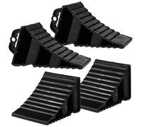 Toyosport 4 Pcs Wheel Chocks, Plastic Tire Chocks with Serrated Surface and Portable Handle, Heavy Duty Wheel Stoppers for RV, SUV, Tricycle, Car, 7.87 x 4.72 x 4.3 in