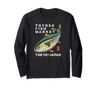Toyosu Fish Market Tokyo Japan Buri Yellowtail Fish Souvenir Long Sleeve T-Shirt