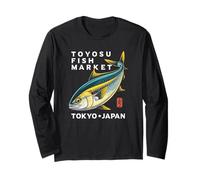 Toyosu Fish Market Tokyo Japan Buri Yellowtail Fish Souvenir Long Sleeve T-Shirt