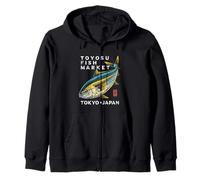 Toyosu Fish Market Tokyo Japan Buri Yellowtail Fish Souvenir Zip Hoodie