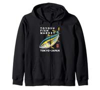 Toyosu Fish Market Tokyo Japan Buri Yellowtail Fish Souvenir Zip Hoodie
