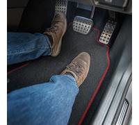 Toyota Aygo (2005-2012) Premium Car Mats Accessories Tufted-Pile Carpet Red Trim Tailored Fit Non-Slip Accessory Floor Mats Compatible Full Front & Rear Set Full Coverage Hand-Finished