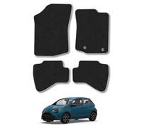 Toyota Aygo (2014-2021) Car Mats Accessories Tailored Fit Tufted-Pile Premium Carpet Grey Trim non-Slip Floor Mats Full Coverage Compatible Accessory Full Front & Rear Set Hand-Finished