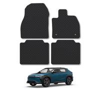 Toyota BZ4X (2022+) Heavy Duty Thick Rubber Car Mats Accessories Tailored Fit Front Rear Set Compatible Accessory Waterproof Durable Non-Slip 5mm Full Coverage Protection with Clips