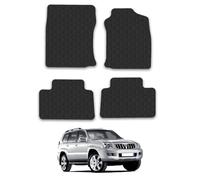 Toyota Land Cruiser (2003-2010) Heavy Duty Thick Rubber Car Mats Accessories Tailored Fit Front Rear Set Compatible Accessory Waterproof Durable Non-Slip 5mm Full Coverage Protection with Clips