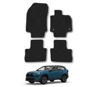 Toyota RAV4 [Hybrid] (2019+) Car Mats Accessories Tailored Fit Tufted-Pile Premium Carpet Grey Trim non-Slip Floor Mats Full Coverage Compatible Accessory Full Front & Rear Set Hand-Finished