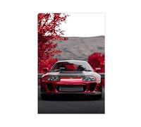 Toyota Supra MK4 Poster Cool Red Sports Car Home Living Room Club Cafe Wall Deco Poster Canvas Poster Wall Art Decor Print Picture Paintings for Living Room Bedroom Decoration Unframe-style 16x24inch(