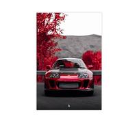 Toyota Supra MK4 Poster Cool Red Sports Car Home Living Room Club Cafe Wall Deco Poster Canvas Poster Wall Art Decor Print Picture Paintings for Living Room Bedroom Decoration Unframe-style 16x24inch(