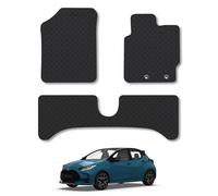 Toyota Yaris (2011-2020) [Hybrid] Heavy Duty Thick Rubber Car Mats Accessories Tailored Fit Front Rear Set Compatible Accessory Waterproof Durable Non-Slip 5mm Full Coverage Protection with Clips