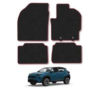 Toyota Yaris Cross (2021+) Car Mats Accessories Tailored Fit Tufted-Pile Premium Carpet Red Trim non-Slip Floor Mats Full Coverage Compatible Accessory Full Front & Rear Set Hand-Finished