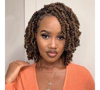 Toyotress Bob Spring Twist Hair - 6 Inch 8 Pieces T350 (160 Strands) Short Fluffy Twist Hair Pre Welded Pre Curled Install Very Cute and Versatile Crochet Braids