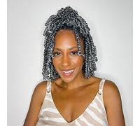 Toyotress Bob Spring Twist Hair, 6 Inches, 8 Packs Ombre Grey, Pre-twisted Crochet Hair, Spring Twists Crochet Braids Synthetic Braids Hair Extensions, 6 Inches, T-Gray-8P