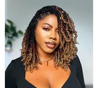 Toyotress Bob Spring Twist Hair Extensions, 10 Inches, 7 Packs Ombre Brown Blonde Pre-Twisted Crochet Braids Synthetic Braids Hair Extensions, 10 Inches OT30/27-7P