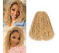 Toyotress Yanky Twist Crochet Hair 12 Inch 8 Packs (30 Strands/Piece) Fluffy Spring Mini Twist Short Bob Passion Twist Honey Blonde Pre Looped Crochet Braids Braiding Hair (30cm, F27/613-8P)
