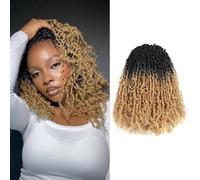 Toyotress Yanky Twist Crochet Hair, 12 inch, 8 Packs (30 Strands/Piece), Fluffy Spring Mini Twist Short Bob Passion Twist Ombre Blonde Pre Looped Crochet Braids Braiding Hair (30 cm, OT27-8P)