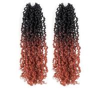 Toyotress Yanky Twist Crochet Hair, 14 Inch, 2 Packs (30 Strands/Piece) Fluffy Spring Mini Twist Passion Twist Ombre Ginger Pre Looped Crochet Braids Braiding Hair (35.6 cm, 2P-OT1B/350)