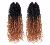 Toyotress Yanky Twist Crochet Hair, 14 inch, 2 Packs (30 Strands/Piece), Fluffy Spring Mini Twist Short Bob Passion Twist Ombre Brown Pre Looped Crochet Braids Braiding Hair (35.6 cm, 2P-OT30)