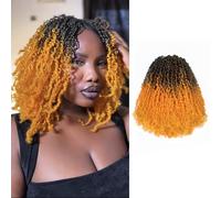 Toyotress Yanky Twist Crochet Hair - 25.4 cm 8 Packs (30 Strands/Pcs) Fluffy Spring Mini Twist Passion Twist Ombre Orange Ginger Pre Looped Crochet Braids Braiding Hair (10 Inches, OT2/Orange-8P)