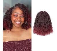 Toyotress Yanky Twist Crochet Hair - 30.5 cm, 8 Packs (30 Strands/Piece), Fluffy Spring Mini Twist Short Bob Passion Twist, Ombre Burgundy Pre-Looped Crochet Braids Braiding Hair (30.5 cm, T118-8P